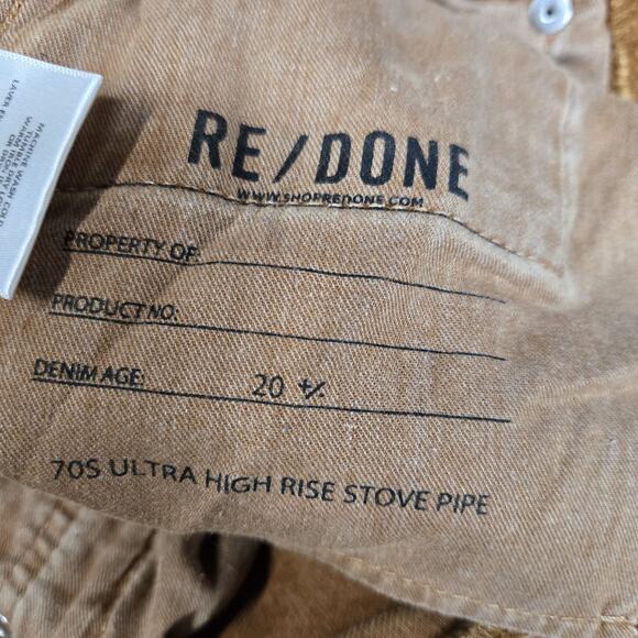 Re/Done Jeans Womens 26 70's Ultra High Rise Stovepipe Washed Terracotta Brown - Picture 8 of 13